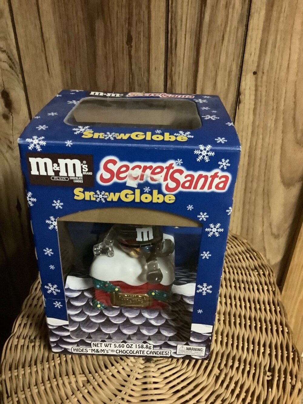 Vintage M&M's Secret Santa Snow Globe -- NIB